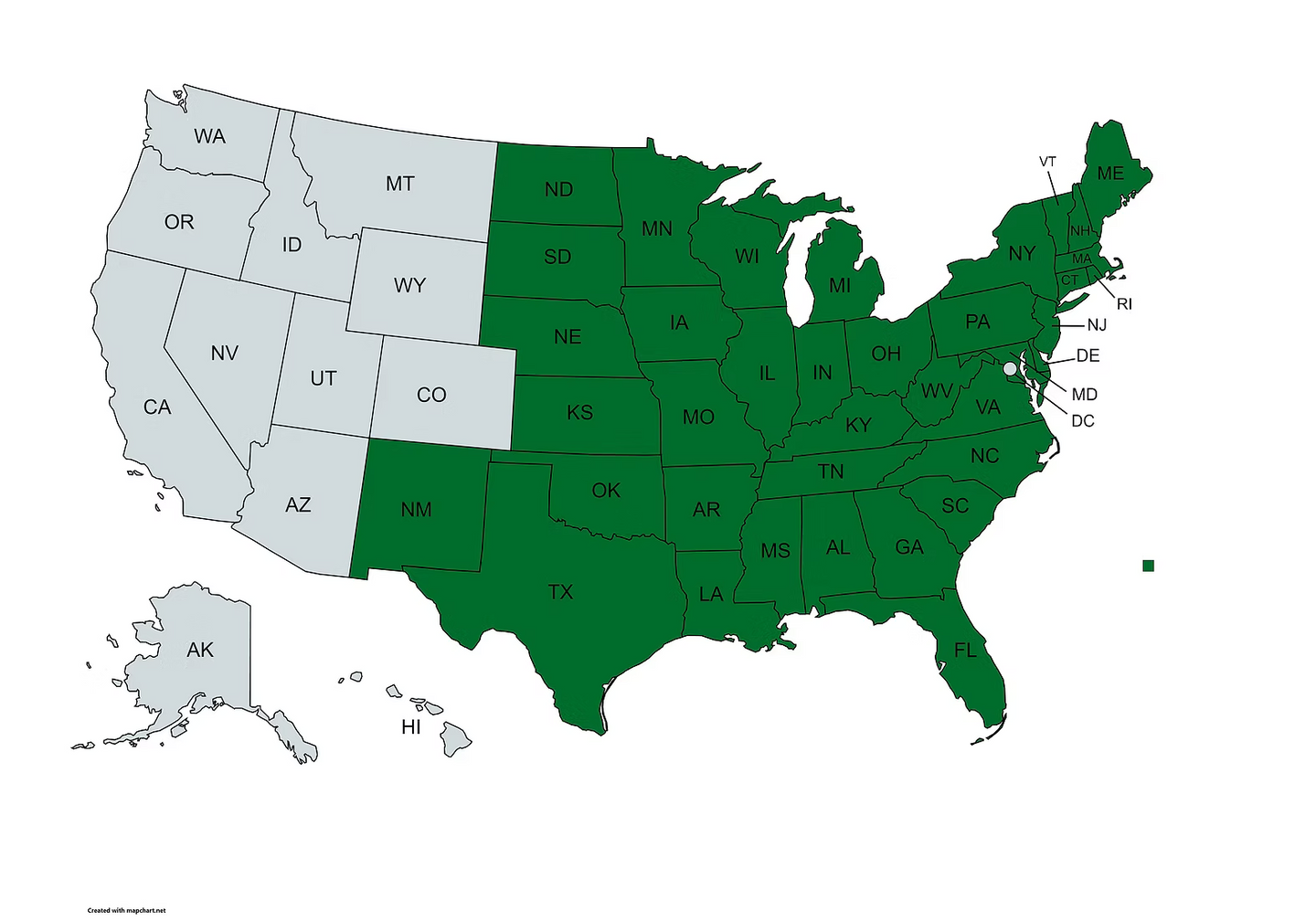 Native range map of Camponotus pennsylvanicus - Black Carpenter Ant distribution across eastern US