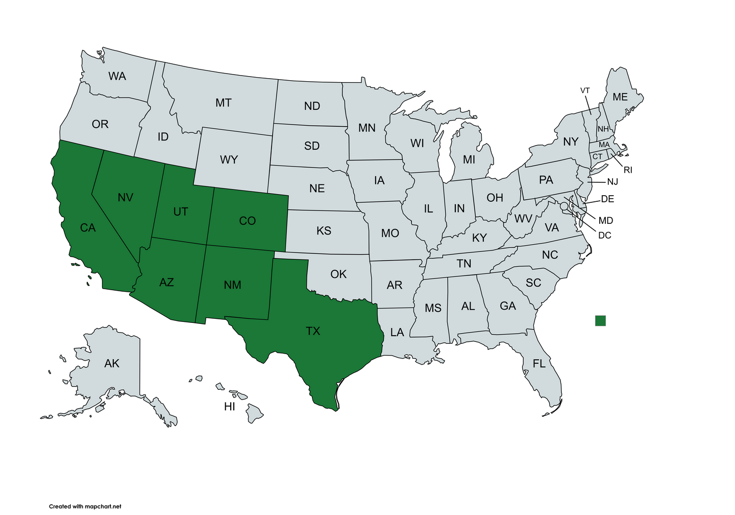 Native range map of Myrmecocystus mendax - Desert Honeypot Ant distribution in the US