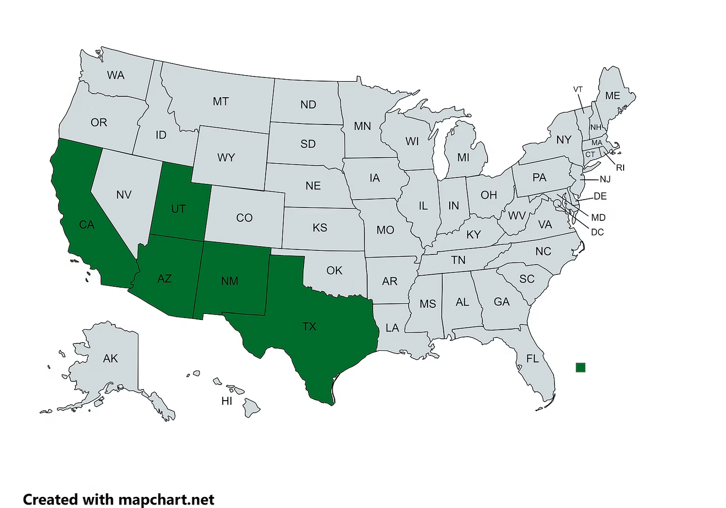 Native range map of Myrmecocystus placodops - Red Honeypot Ant distribution in southwestern US