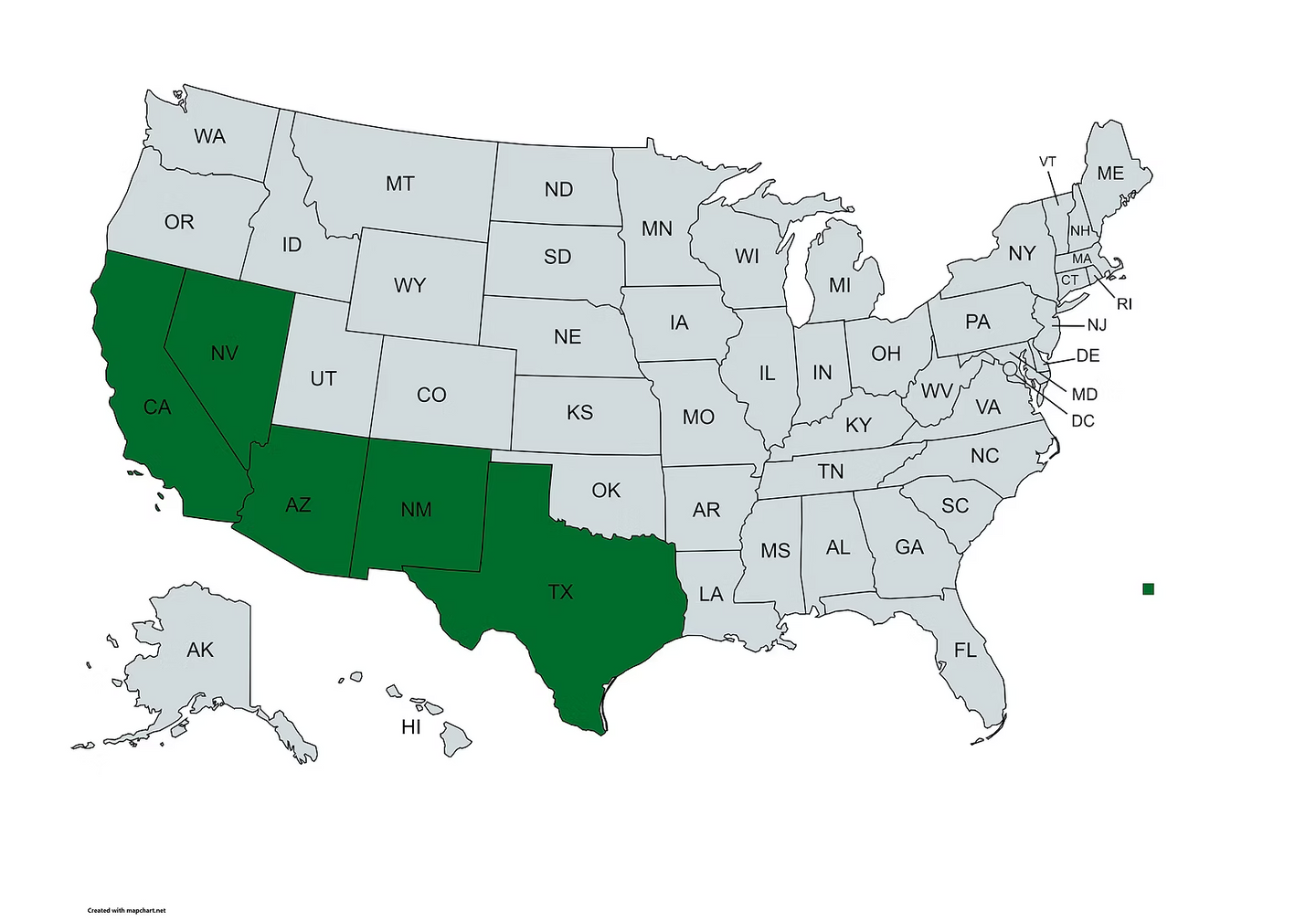 Native range map of Novemessor cockerelli - Giant Long Legged Ant distribution in southwestern US
