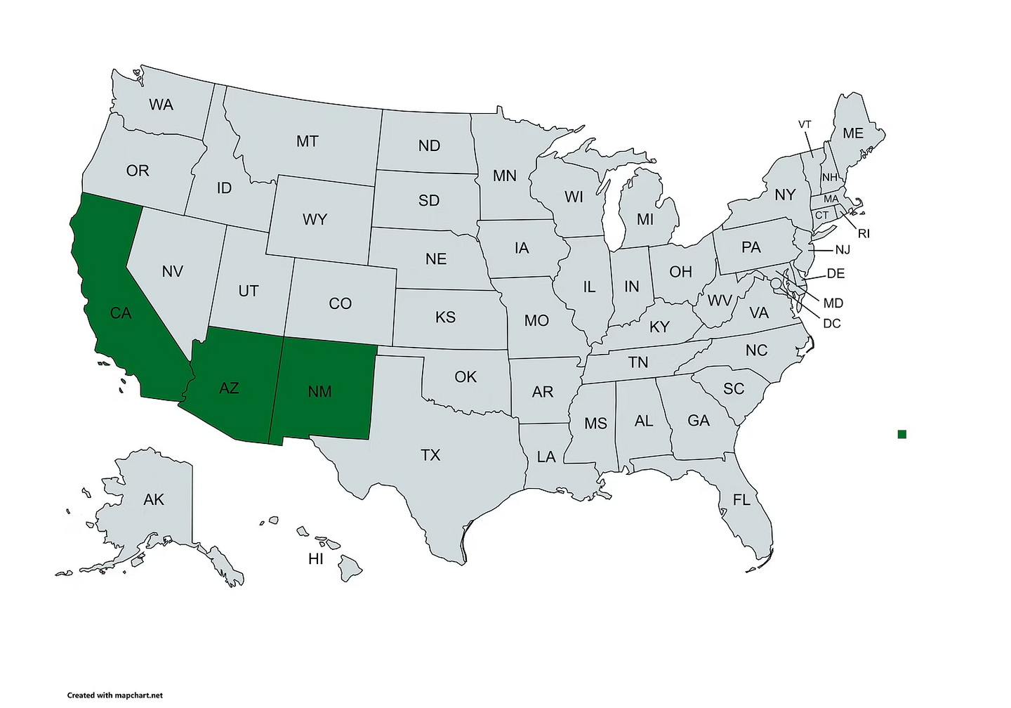 Native range map of Pheidole rhea - Giant Big-Headed Ant distribution in the US